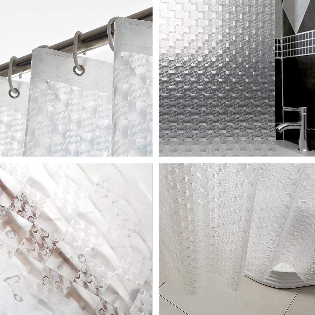 Cortina de ducha transparente de 180 x 200 cm, impermeable y resistente al moho, con anillas de cortina, opción de baño saludable y elegante