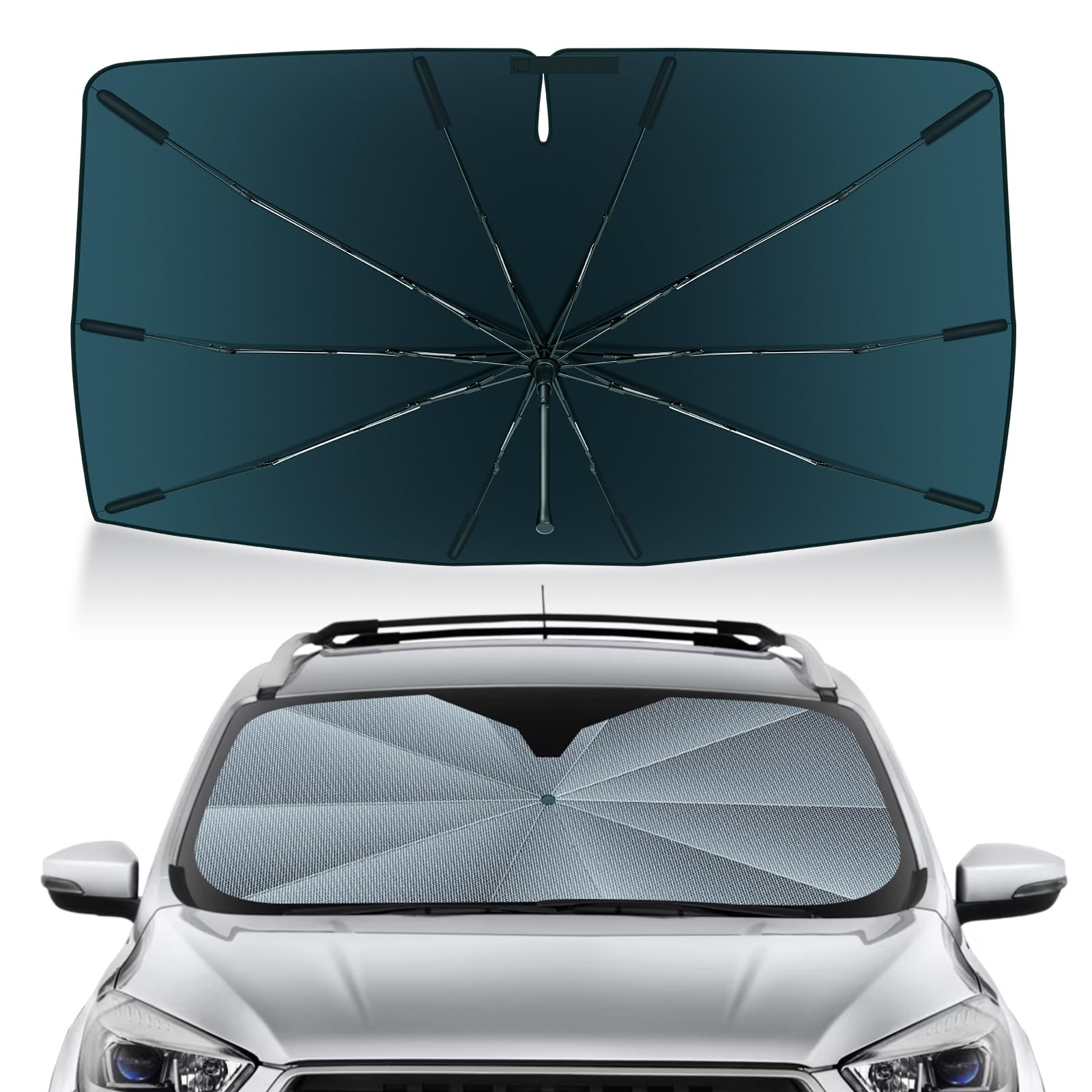 Autorder Windshield Sun Shade Umbrella for 2013-2019 Ford Escape Accessories,Upgraded Ice Crystal Material,Easy Setup Umbrella Sunshade for Car Windshield,100% Sun Blocking