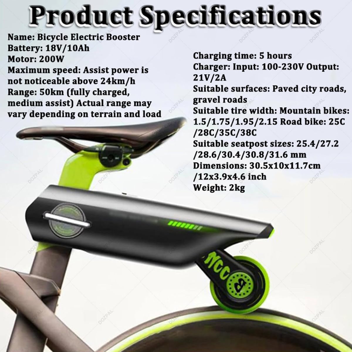 Elektrischer Fahrrad-Booster – Geschwindigkeitssteigerung für Fahrräder, Umrüst-Kit für das Hinterrad (City-, Trekking-, Mountain- & Falträder), App-Steuerung, 4 Unterstützungsstufen B