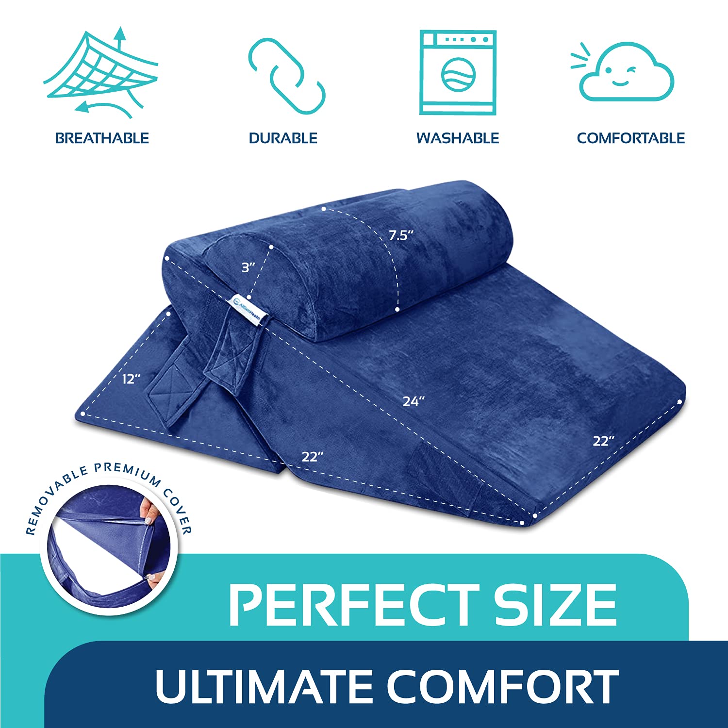 Buy 3 pc Bed Wedge Pillow Set Adjustable 9&12 Inch Folding Memory Foam