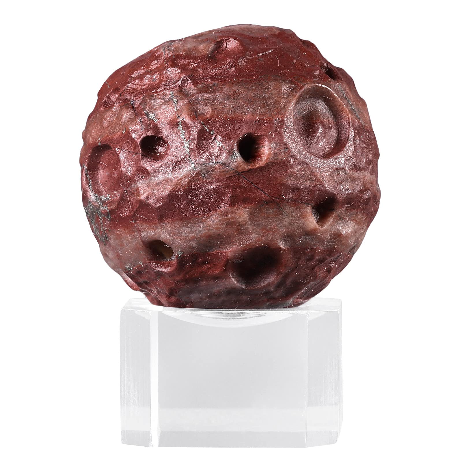 mookaitedecor Natural African Bloodstone Moon Crystal Ball Sphere Ornament with Acrylic Stand for Home Office Display Decor Healing Crystal Gift