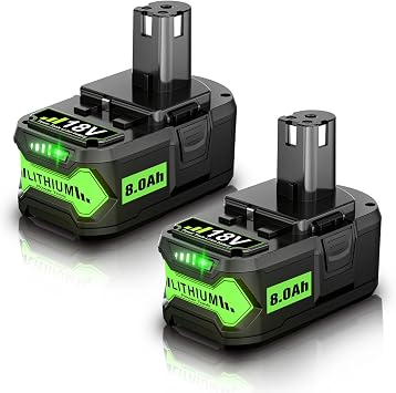 Bonacell 2Pack 8.0Ah Replacement for Ryobi 18V Battery Compatible with Ryobi 18 Volt Battery ONE+ P102 P103 P104 P105 P107 P109 P122 PBP005 PBP004 PBP003 PBP002 RB18L50 BPL1820 Cordless Power Tools