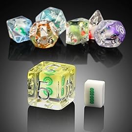 Mahjong Resin DND Dice,DNDND 7PCS Dungeons and Dragons Dice Set with Velvet Bag for DND Role Playing Games and Tabletop GamesMahjong