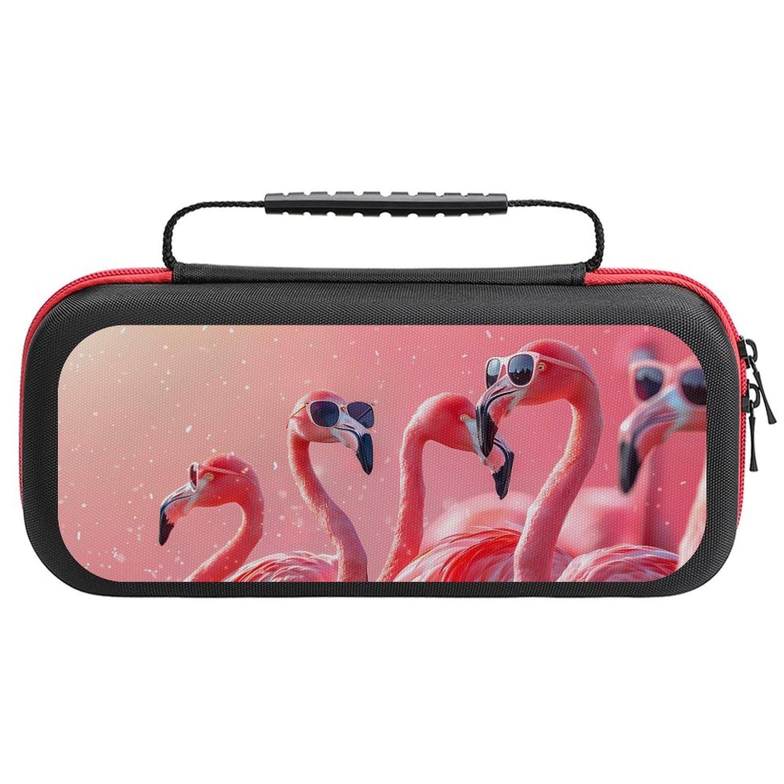 VOSERY Cool Flamingos Sunglasses Scene Case Compatible with Nintendo Switch Case Travel Carry Case Compatible with Switch Lite