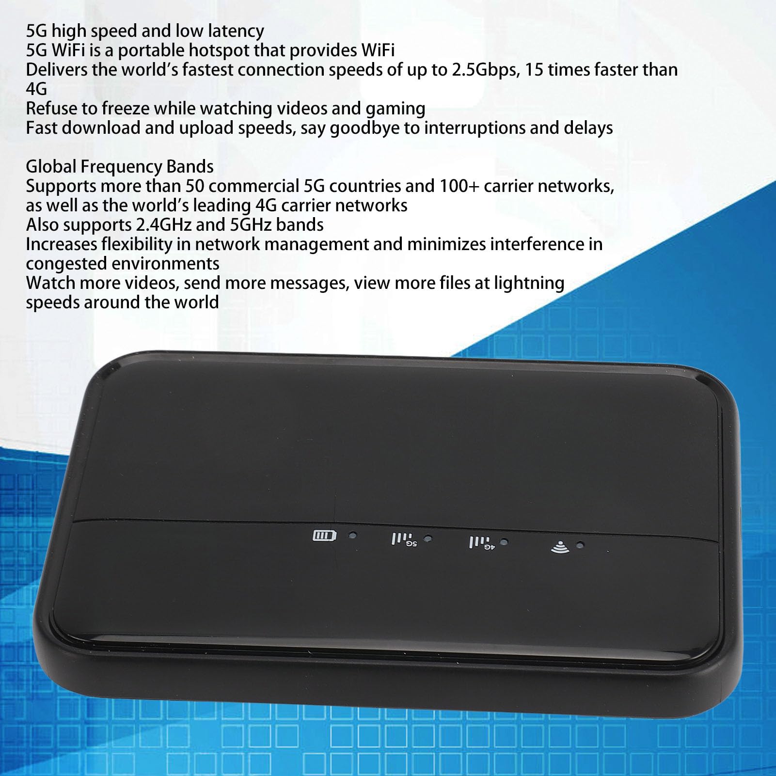 Hotspot mobile WiFi 5G 10000mAh Power Bank WiFi portatile Tecnologia WiFi6 L'hotspot mobile 5G 4G LTE supporta la connessione di 16 dispositivi per viaggi d'affari domestici
