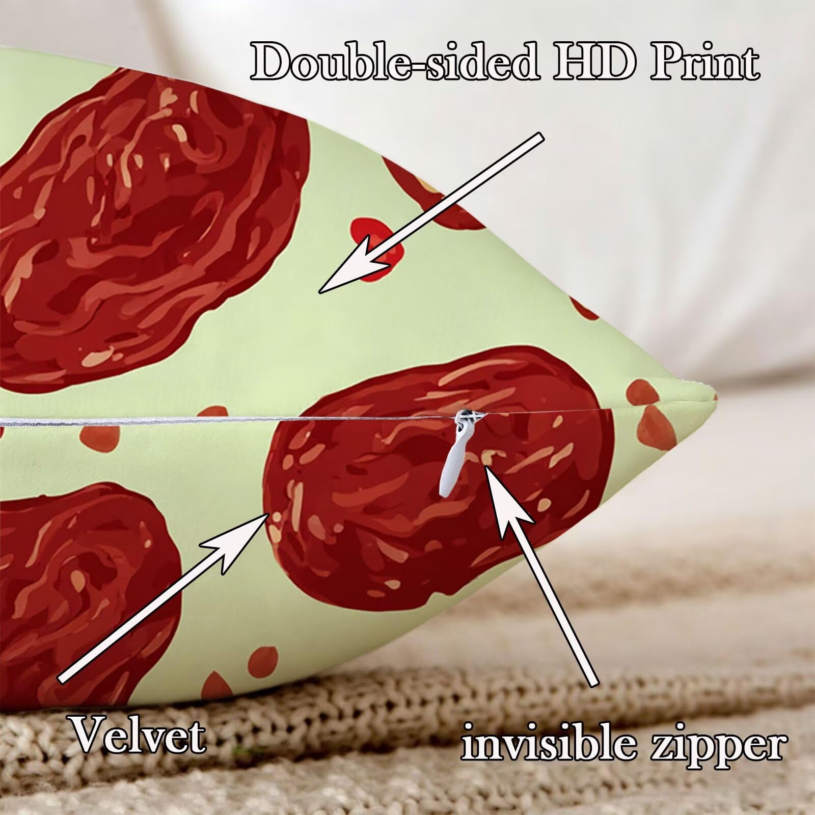 Kissenbezug 65x65cm Outdoor Kissen 2er Set Rot Karikatur Samt Dekokissen
