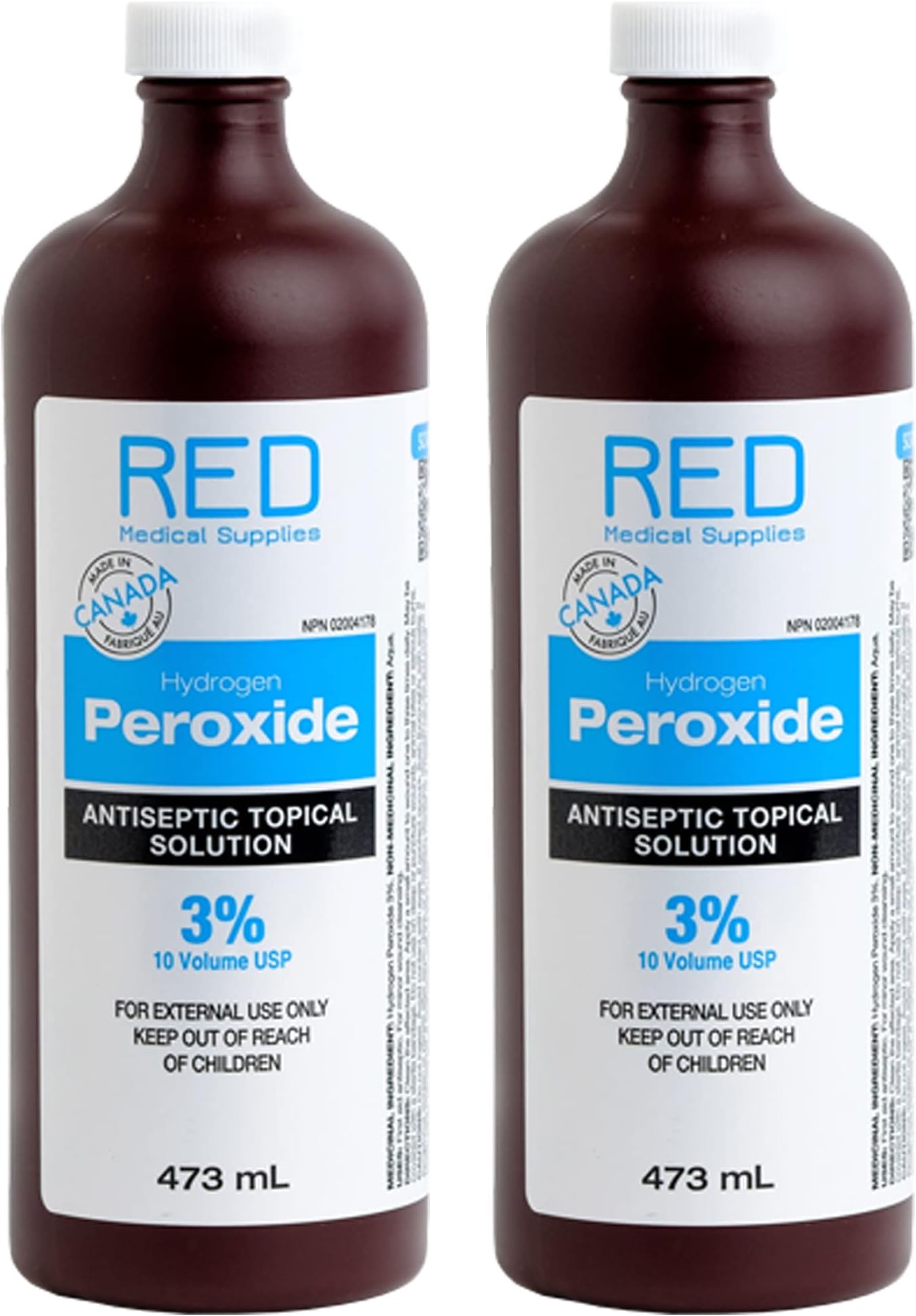 2 Bottles Hydrogen Peroxide Topical Solution 3%, 473ml - First Aid Solution, Skin Cleaner and Mouthwash (2 Bottles)