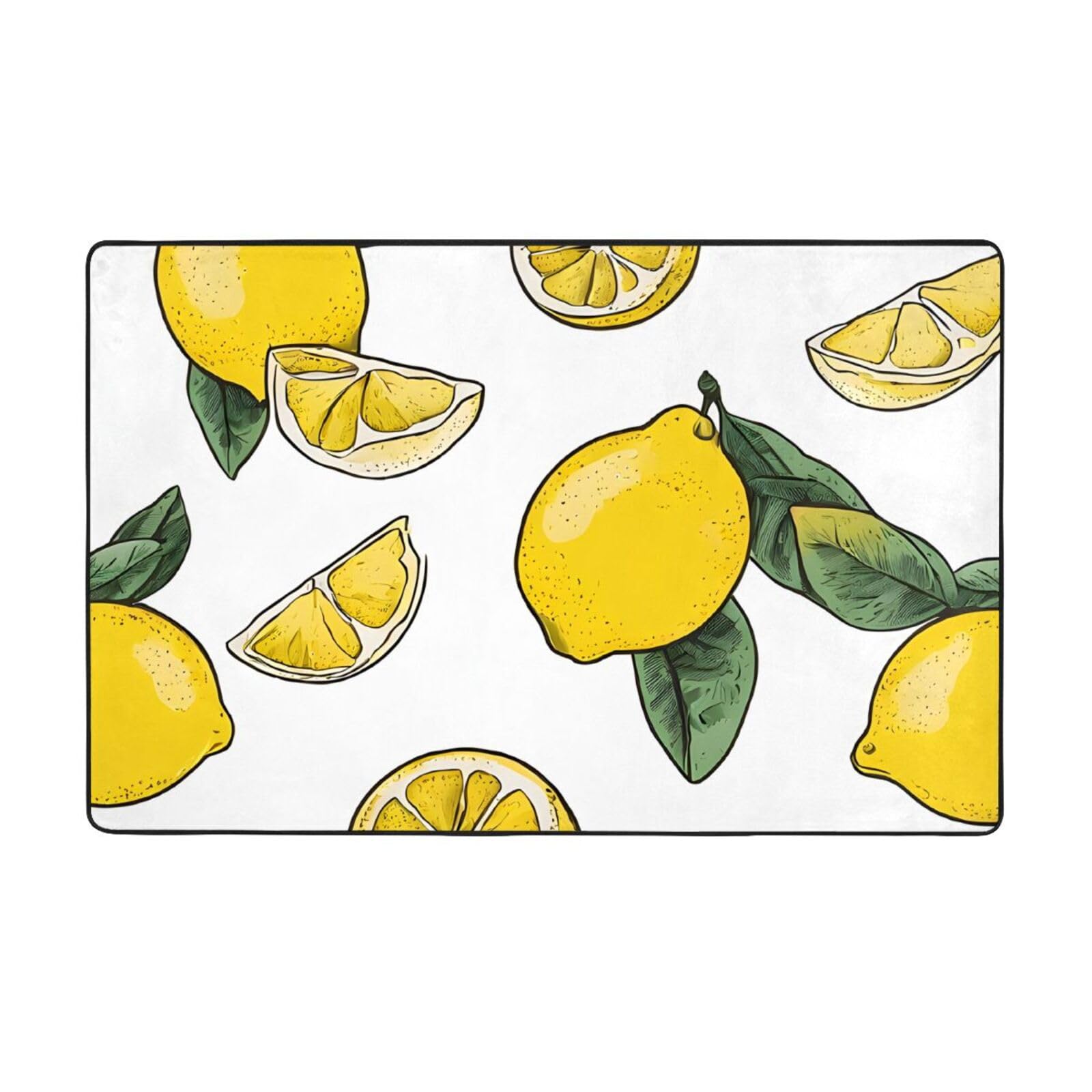 Tapis moderne ultra doux motif agrumes pour salon et chambre