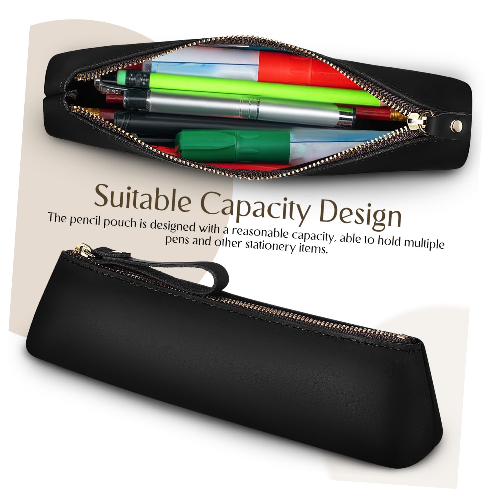 Operitacx 3pezzi Astuccio Portapenne Slim Pelle Artigianale Borsa Per Cancelleria e Viaggio Design Elegante e Resistente Per Scuola e Ufficio