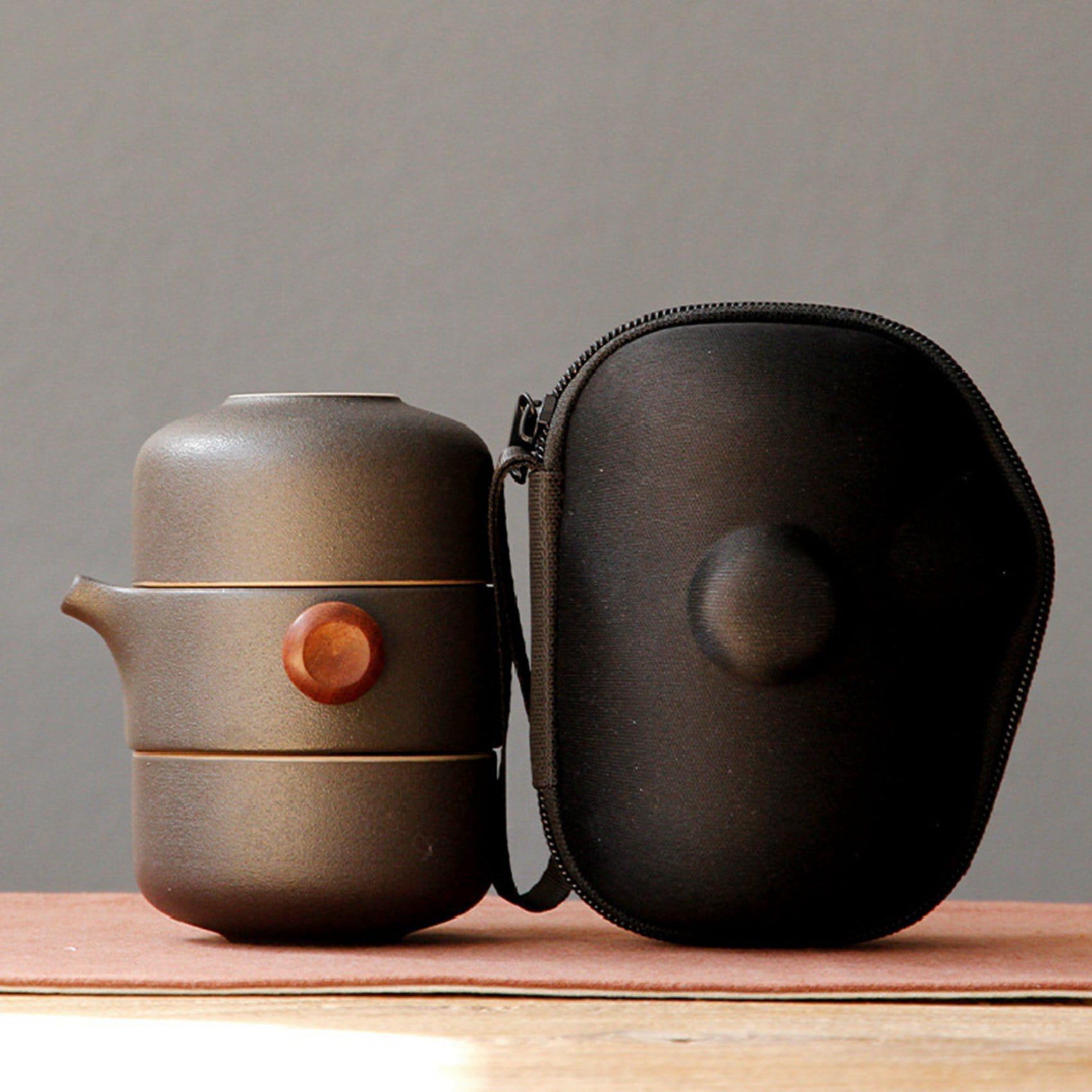 2 x ceramiczny dzbanek do herbaty pokrywka miska filiżanka herbata filiżanka w stylu japońskim ręcznie robiony przenośny zestaw do biura, zielony
