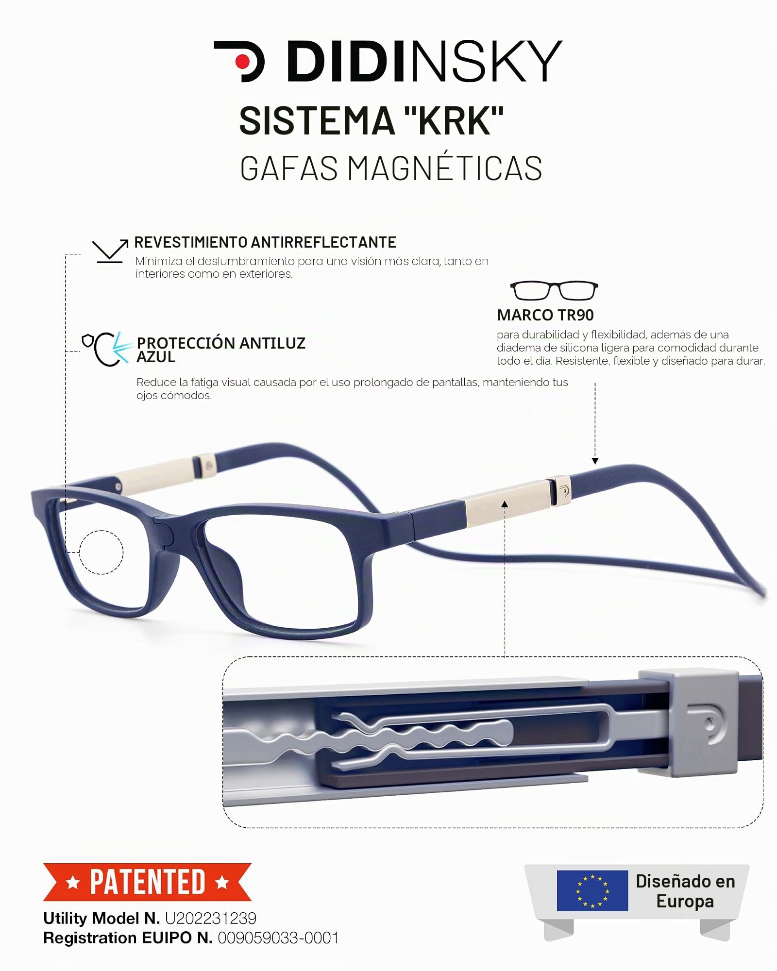 DIDINSKY Krik Gafas de Lectura Magnéticas, Filtro Luz Azul