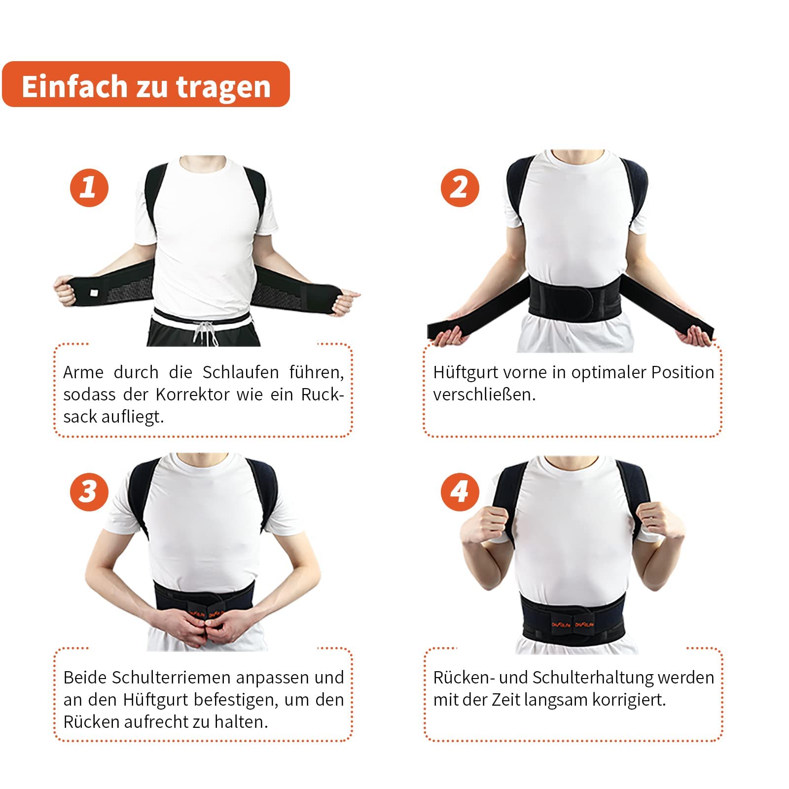 DH FitLife Haltungskorrektur | Rücken Geradehalter mit Taille | Haltungstrainer | Rückentrainer | Rücken & Schultergurt | Rückenstütze | Posture Corrector | für Damen u. Herren