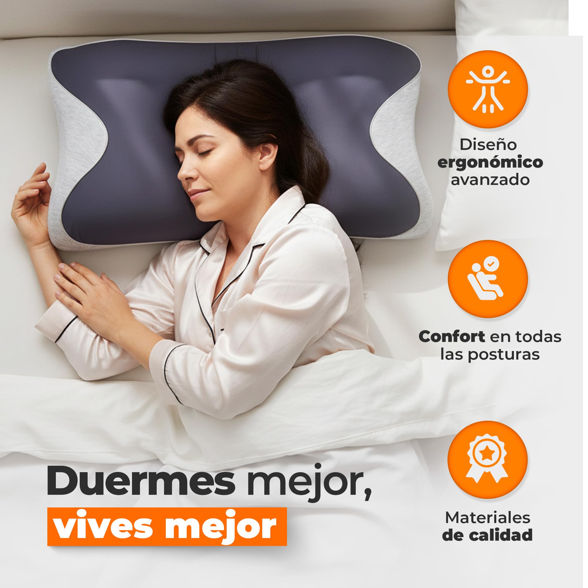 AN-TEAM® Almohada Cervicales y Cuello, Incluye Funda Adicional de Regalo
