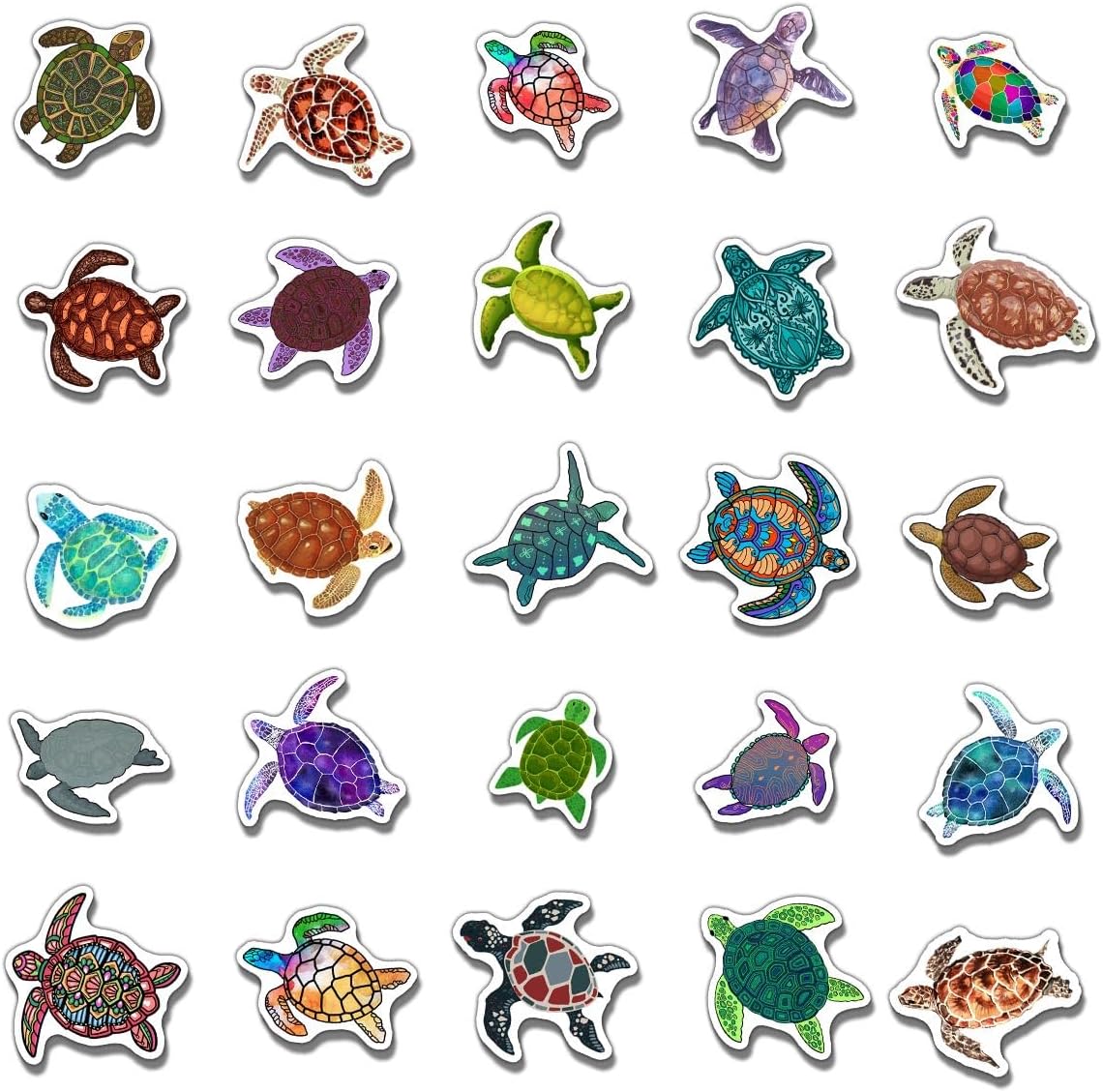 Pack 50 Pcs Ocean Animal Sea Turtle Stickers for Water Bottles Waterproof Laptop Luggage Computer Scrapbooking Teens Adults Girls Boys Aesthetic Sticker Packs Small Vinyl Decals