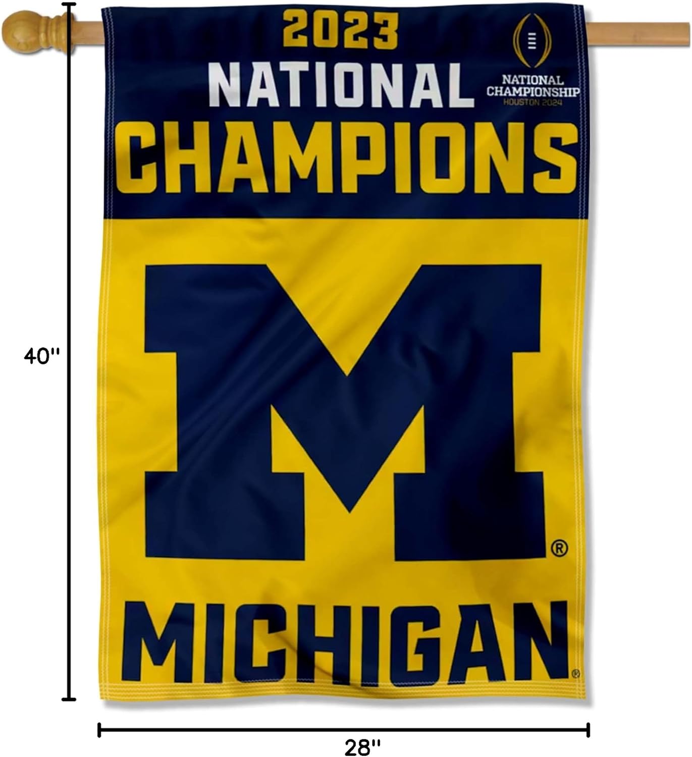 Michigan Team University Wolverines 2023 College Football National Champions Banner Vertical Flag