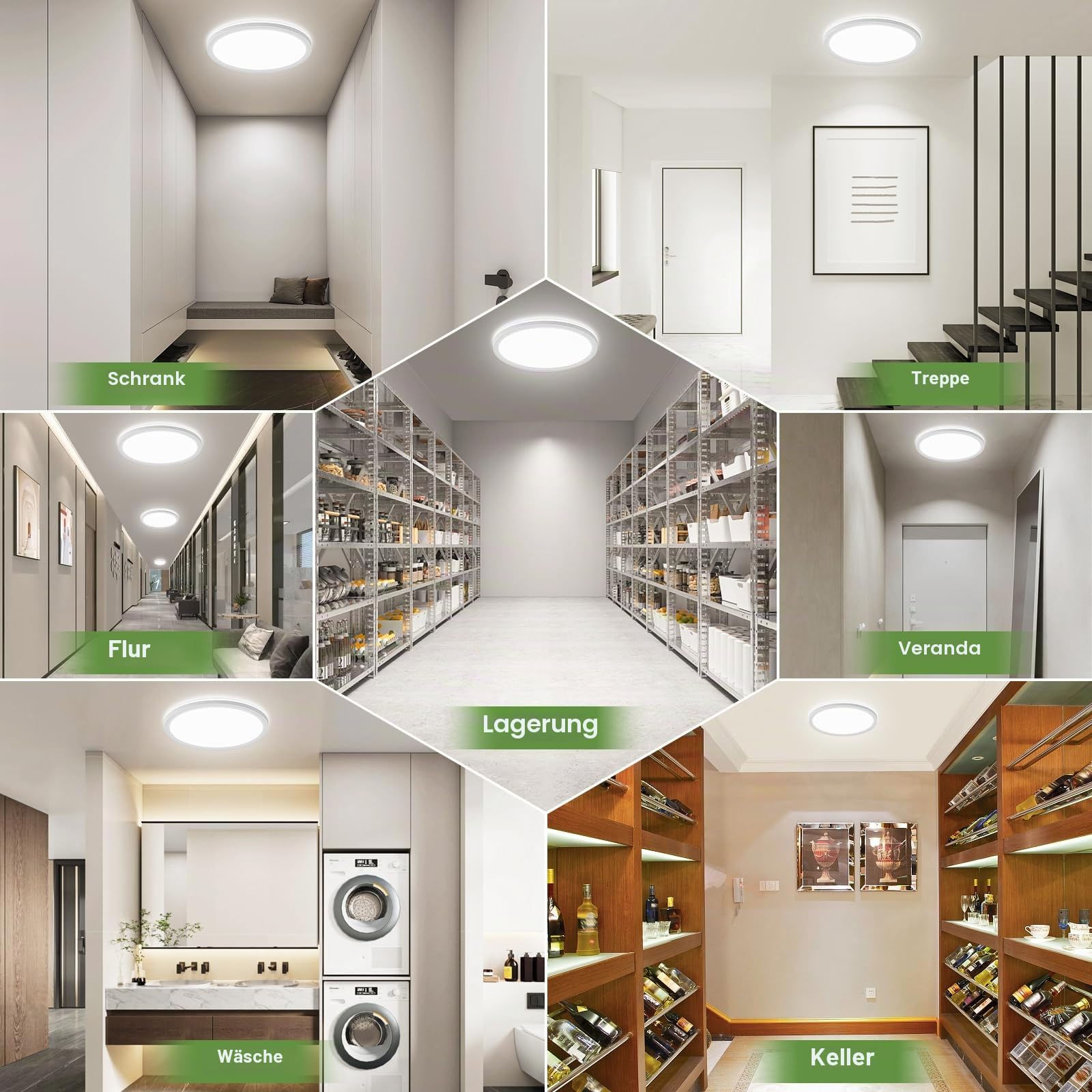 LEZOE 2PCS LED Deckenleuchte mit Bewegungsmelder, 24W 2650LM Radar Deckenlampe Dimmbar mit Fernbedienung 3000K/4500K/6500K Sensorlampe Für Bad, Garage, Treppen, Keller, Flur, Balkon, Diele 30x2.5cm