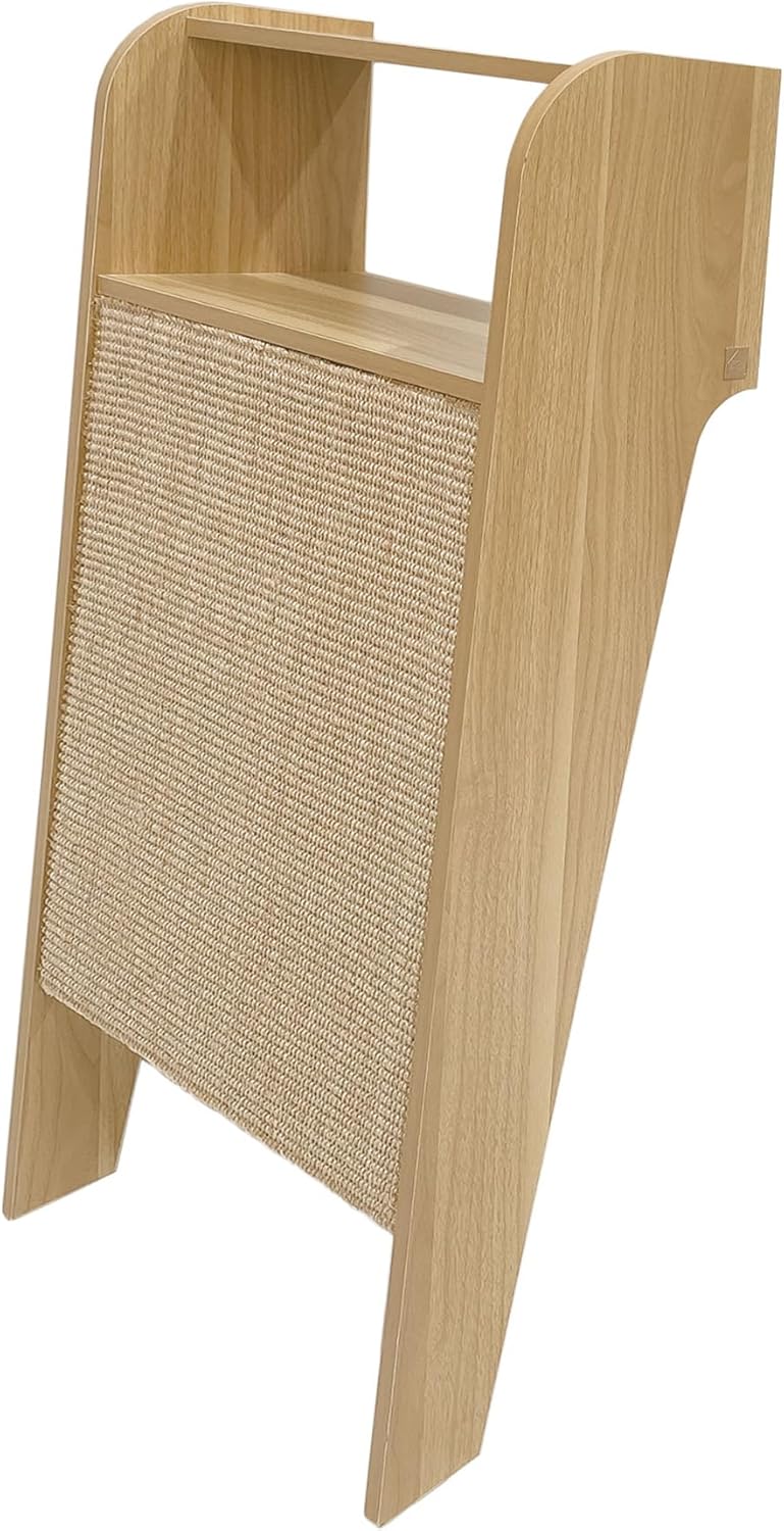 4 Cats & Dogs Wesley Cat Scratcher – Multi-Purpose Wall Shelf for Entryways, Sisal Scratching Surface for Cats, Shelf for Keys & Décor, Engineered Wood, 20”x11”x40”, Stylish & Durable – Oak