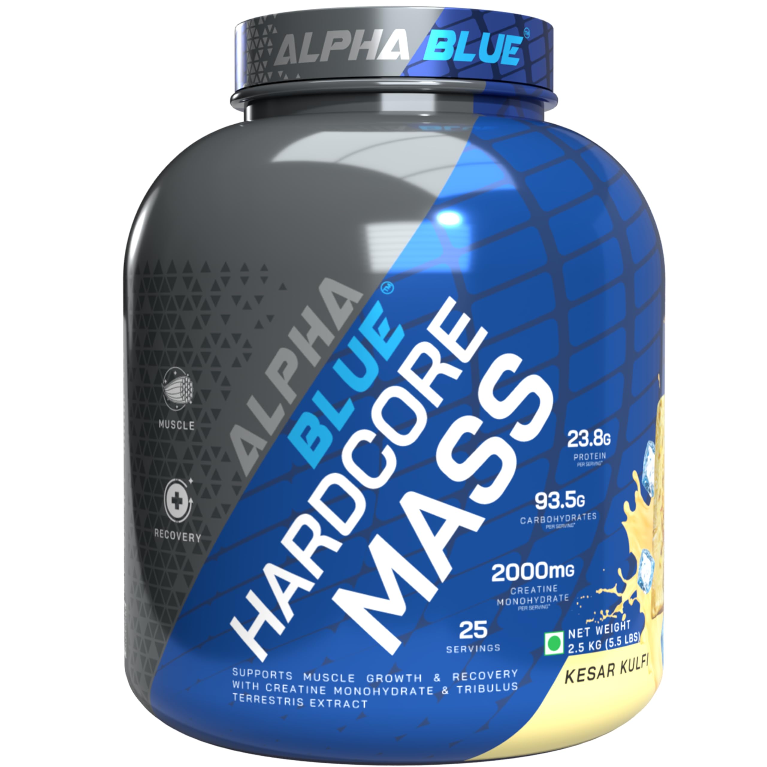 ALPHABLUE Hardcore Mass - Advanced Muscle Building Formula with Protein-Carbohydrate Blend, Creatine, Tribulus Terrestris - Enhances Muscle Growth, Recovery & Strength| Kesar Kulfi | 2.5 KGS |-image-14