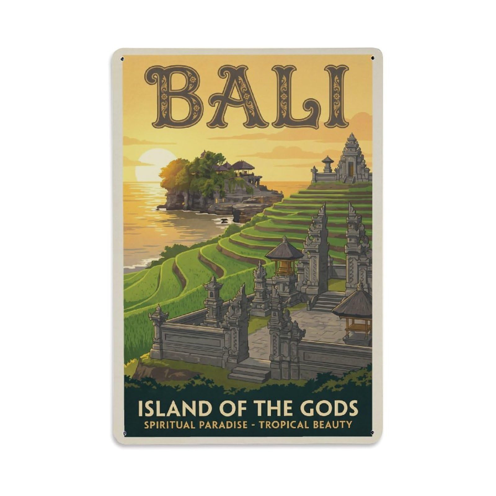 Huiyhb 8X12inch(20X30cm) Indonesia Bali Travel Vintage Metal Tin Sign