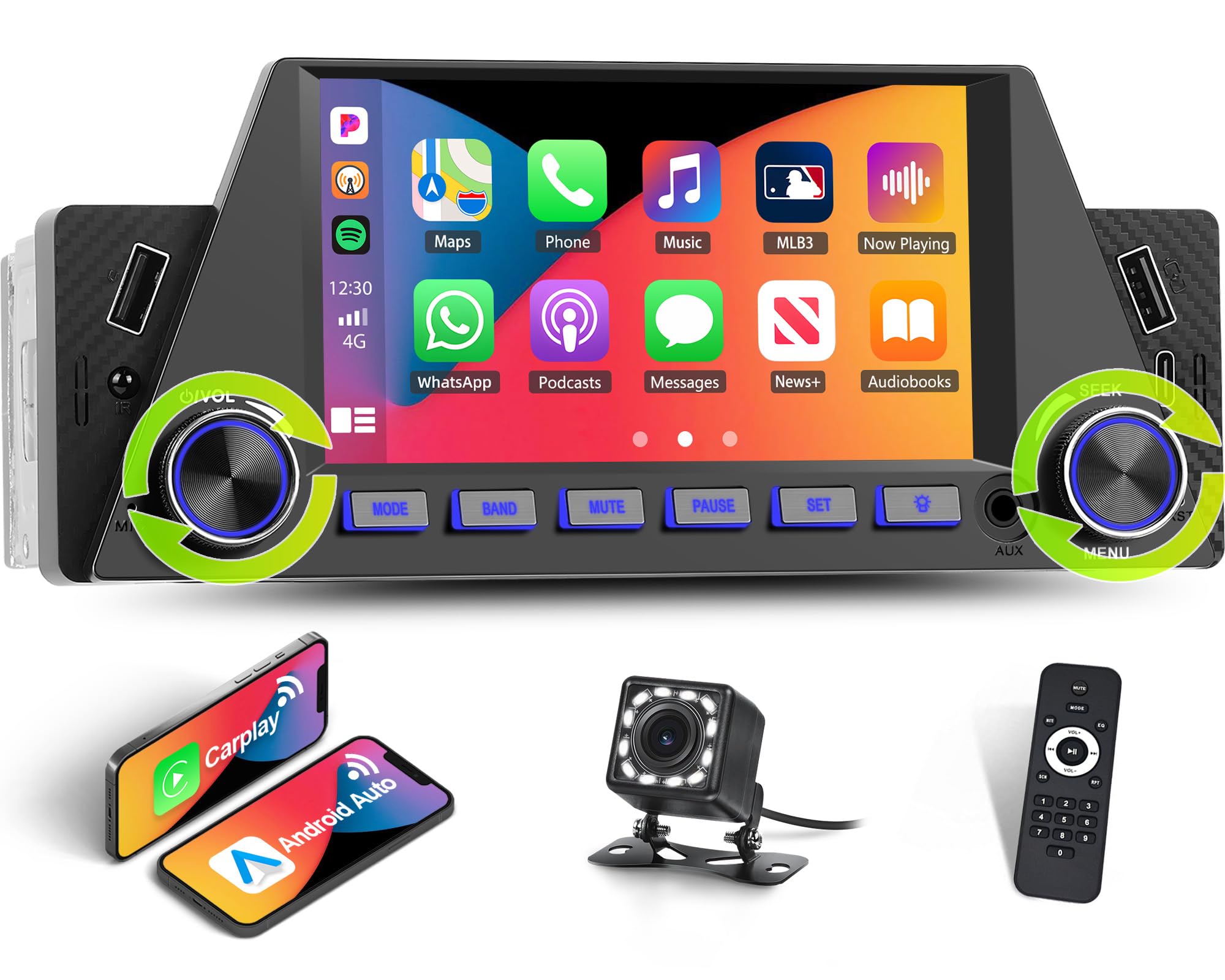 CarPlay/Android Auto　CIC用　ビデオインターフェイス UNITOPSCI Single Din Wireless Carplay Android Auto Car Radio, 5