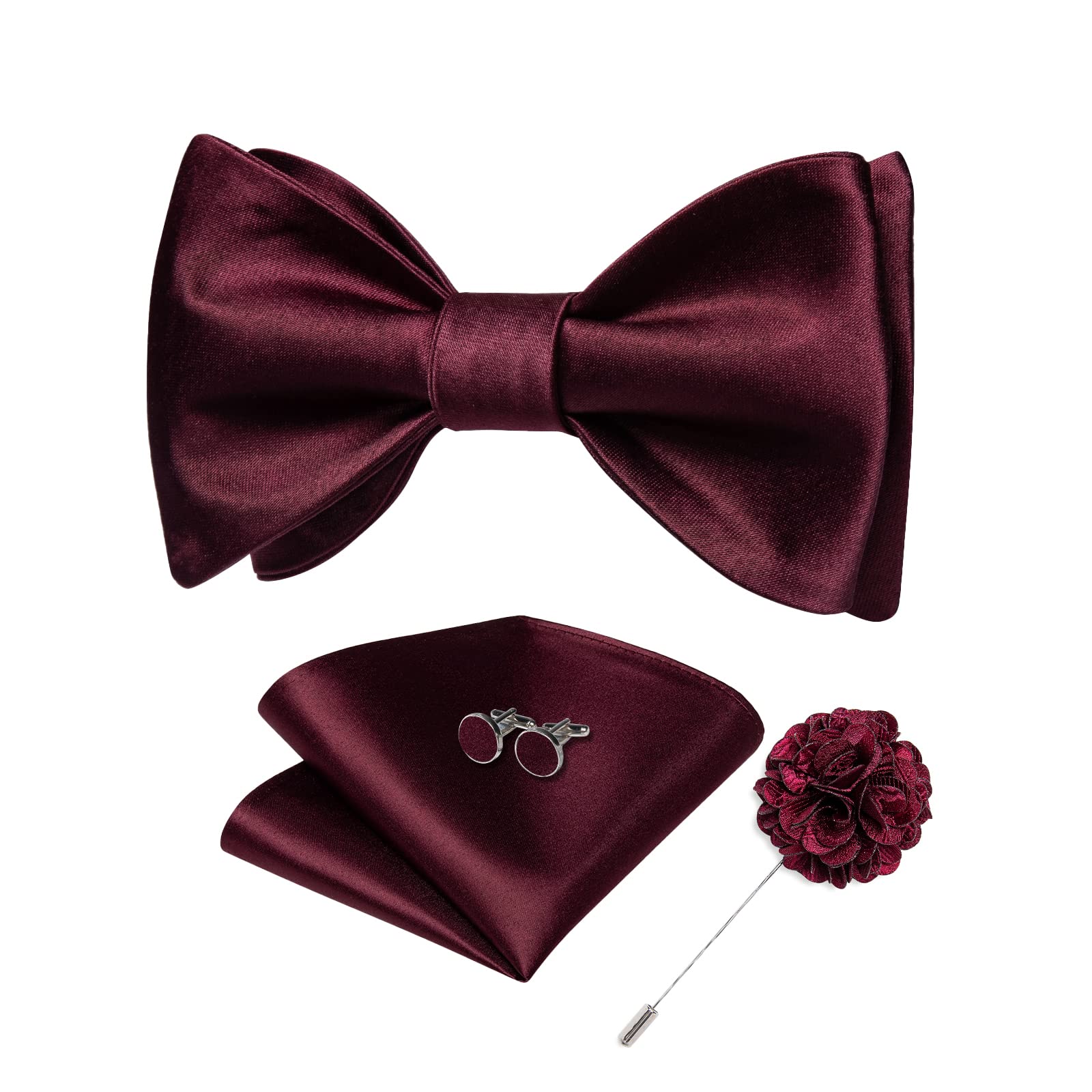 DiBanGu Satin Bow tie Self-Tied Bowtie Set for Men Wedding Prom
