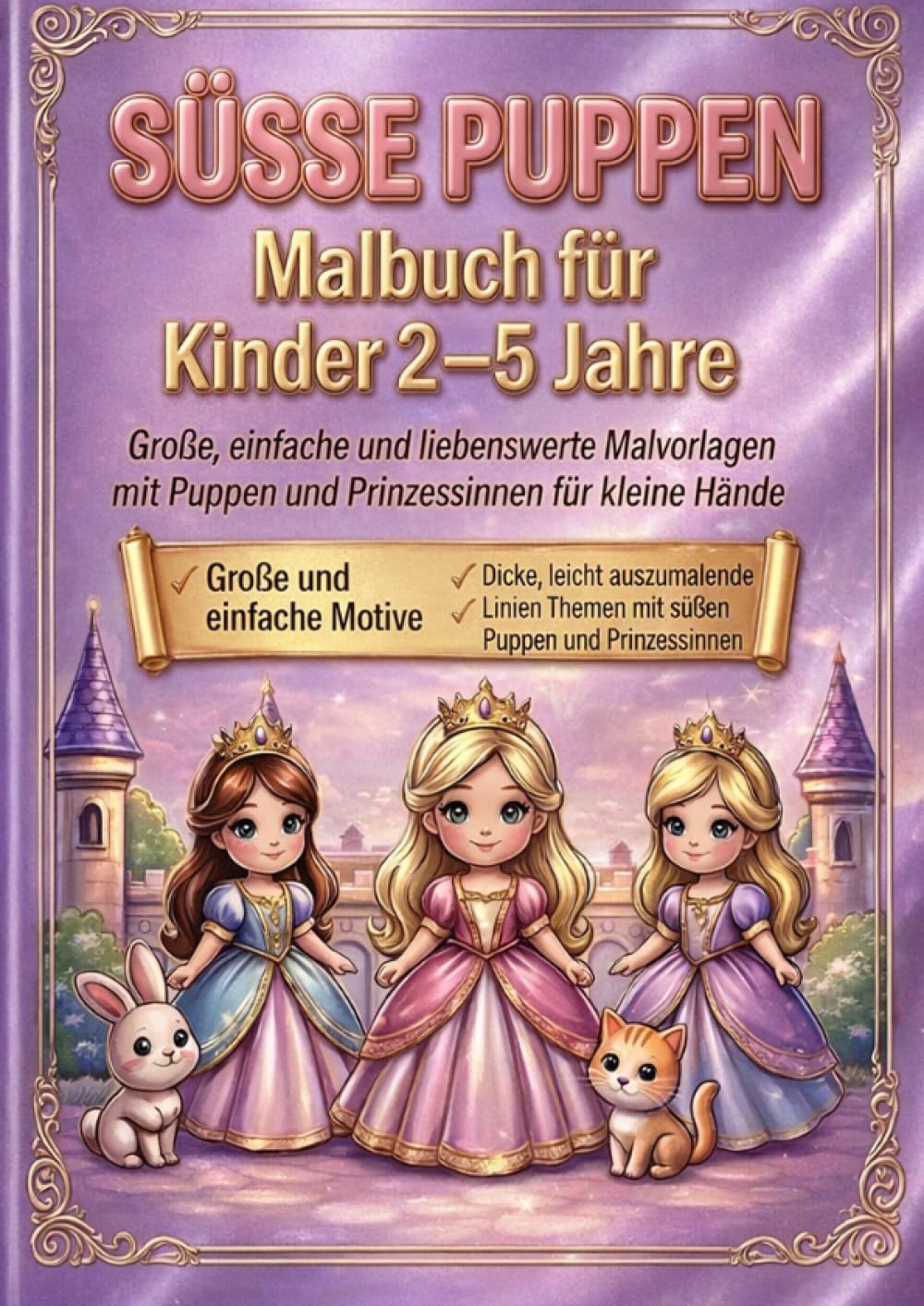Süße Puppen – Malbuch für Kinder von 2–5 Jahren: Große, einfache und niedliche Puppen- und Prinzessinnenbilder für kleine Hände