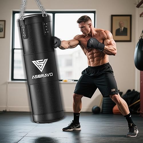 Miniatura 7 de Saco de boxeo para adultos, juego de bolsa de boxeo pesada de 4 pies con guantes de 12 onzas para artes marciales mixtas de karate, kickboxing,