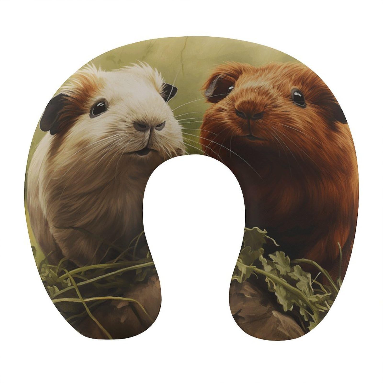 Btcowzrv Style Guinea Pig On The Grass U Shaped Neck Pillow Travel Pillows