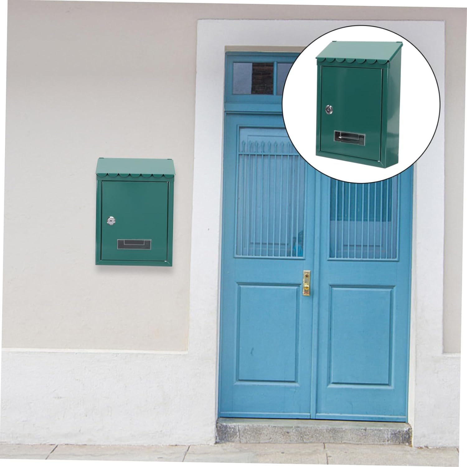 Vintage Wall Mount Mailbox Outdoor Metal Post Box with Lock Rainproof Iron Mailbox for House Exterior Space Saving Wall Mounted Letter Storage Classic European Style Outdoor Decor