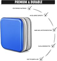 Vista 33 de Funda para CD, soporte para cartera de DVD, funda para CD/DVD, 40 discos, bolsa resistente, carpeta de almacenamiento, álbum (puple)