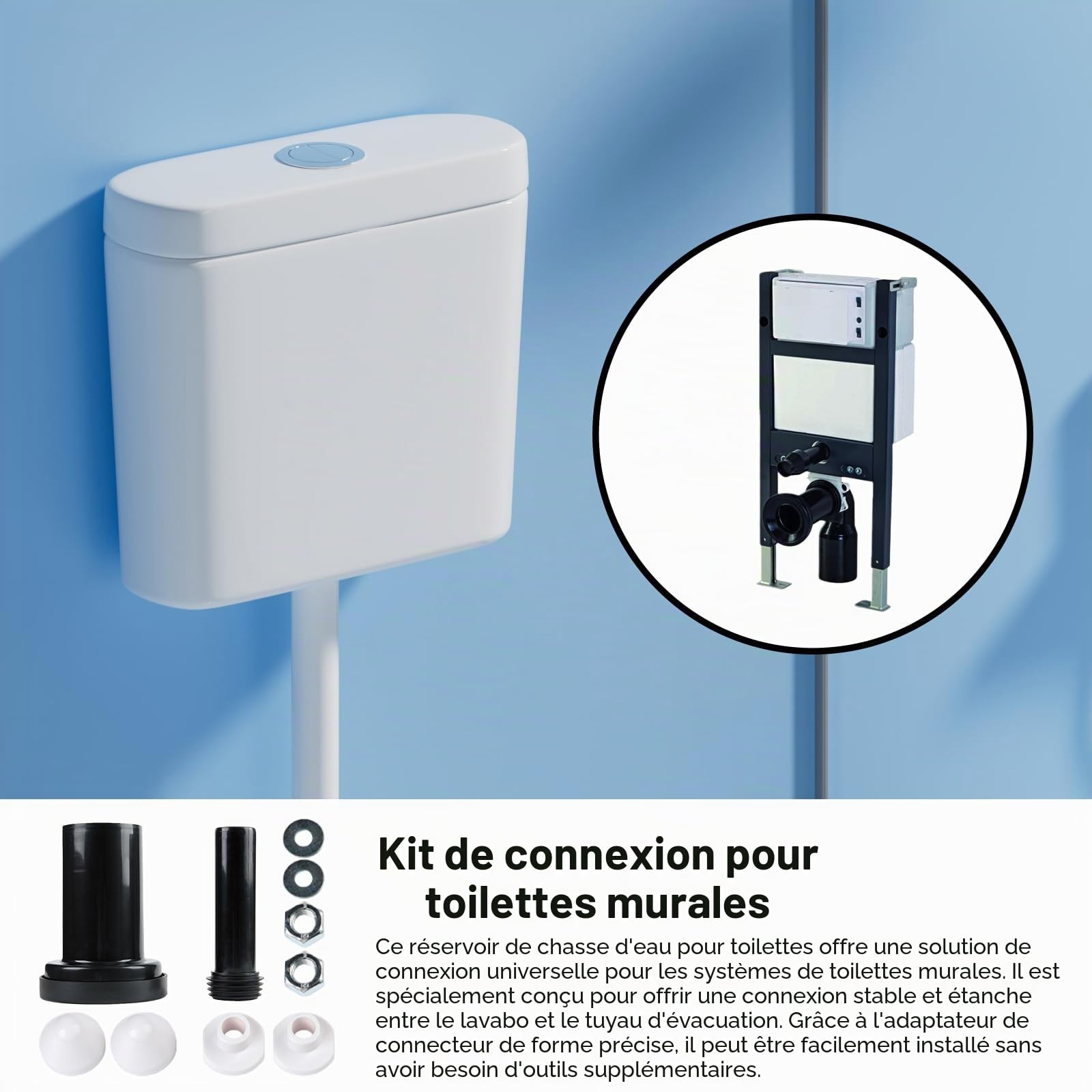 Kit de raccordement pour chasse d'eau murale, diamètre du tuyau en PVC 90/110, longueur 180 mm, compatible avec Geberit Duofix 405.116.00.1 - Tuyau de vidange mural (modèle :