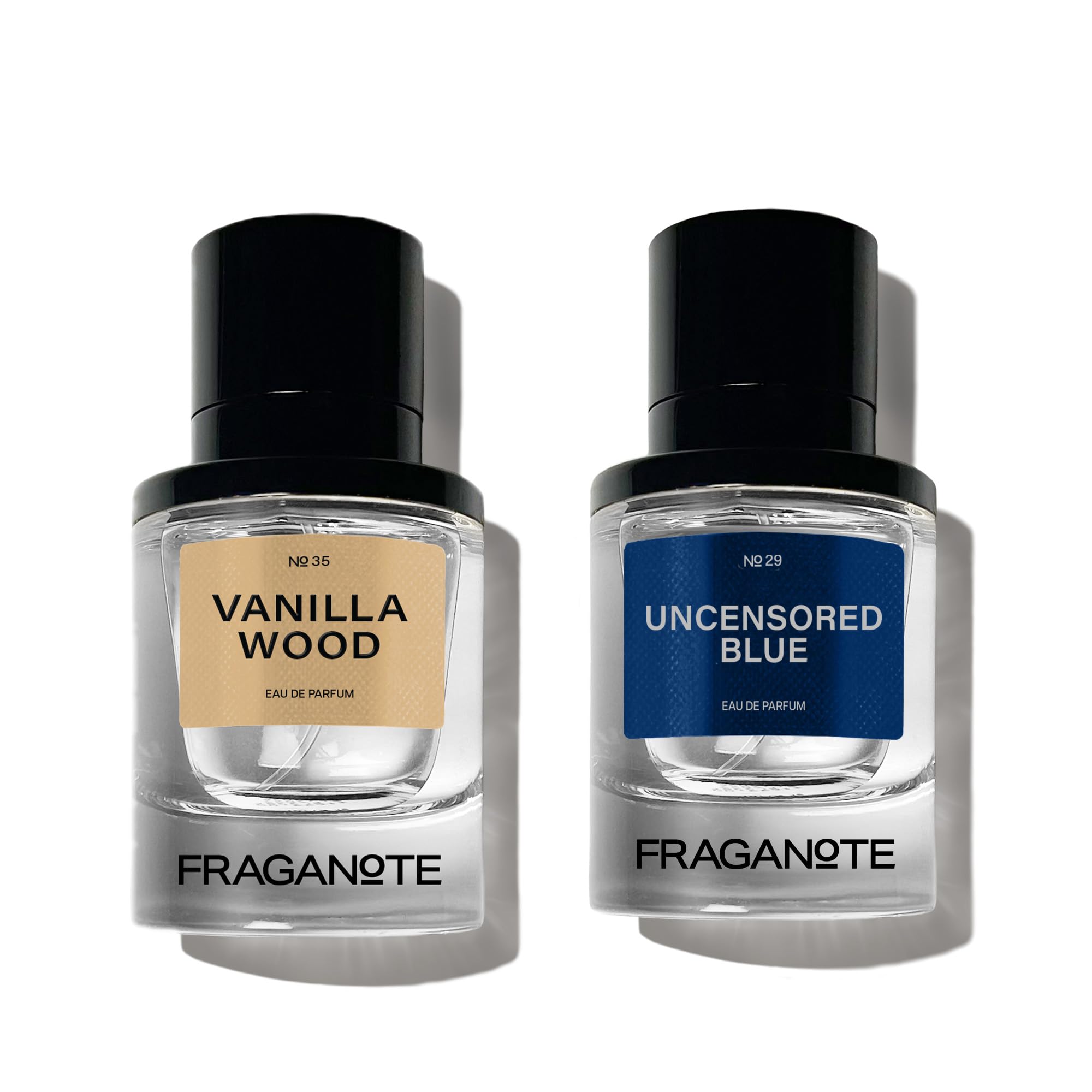 Fraganote Perfume - Vanilla Wood & Uncensored Blue Eau De Parfum Combo (50ml Each) | Long-Lasting Luxury Fragrance Set for Men & Women | Ideal Gift for Office, Parties, and Romantic Evenings