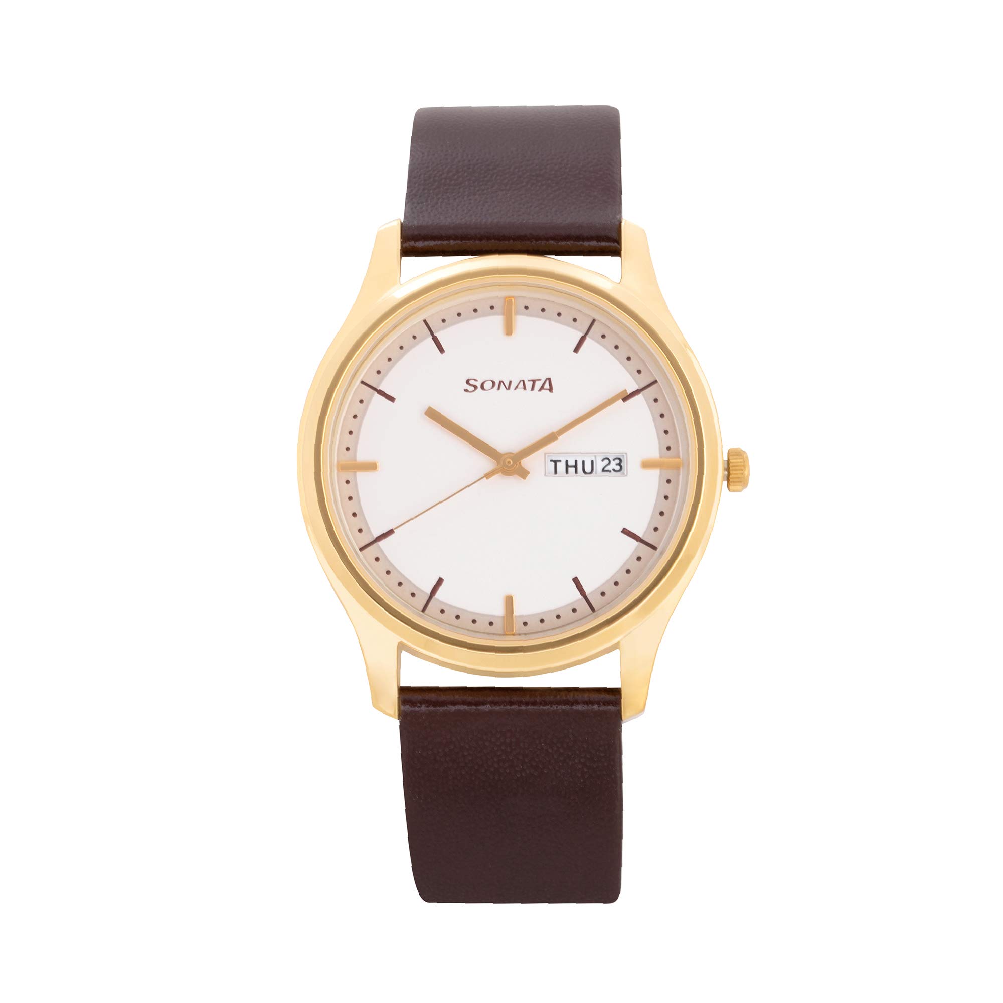 Sonata Quartz Analog with Day and Date White Dial Leather Strap Watch for Men-NS77082YL03W (B07TXVGM35) Amazon Price History, Amazon Price Tracker