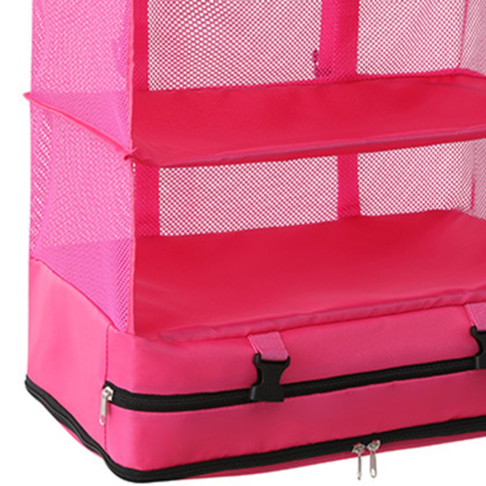 Hängendes Regal Garderobe Organizer Faltbares Hängendes Regal Gepäckorganisator Kleiderschrank Aufbewahrungsorganisator Schrank mit 3 Fächern für Schlafsaal, Schlafzimmer, Wohnzimmer, Rosa