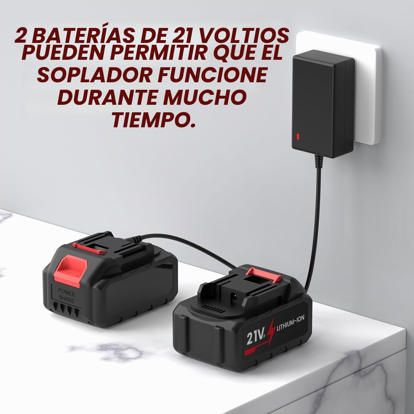 Soplador de Hojas 21V, soplador de Hojas con batería 2× 3,0Ah, 800W, 2 Modos de Velocidad, 210 km/h soplador de Hojas a batería, para jardinería, Quitar el Polvo y Quitar la Nieve