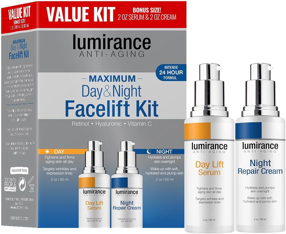 Anti-Aging Day & Night Facelift Kit with Retinol, Hyaluronic and Vitamin C 4oz / 120ml