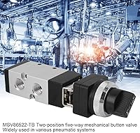 Vista 2 de Msv86522-Tb Válvula de interruptor de válvula de botón mecánico de 5 vías de 2 posiciones para sistema neumático Válvula de botón mecánica de 5 vías