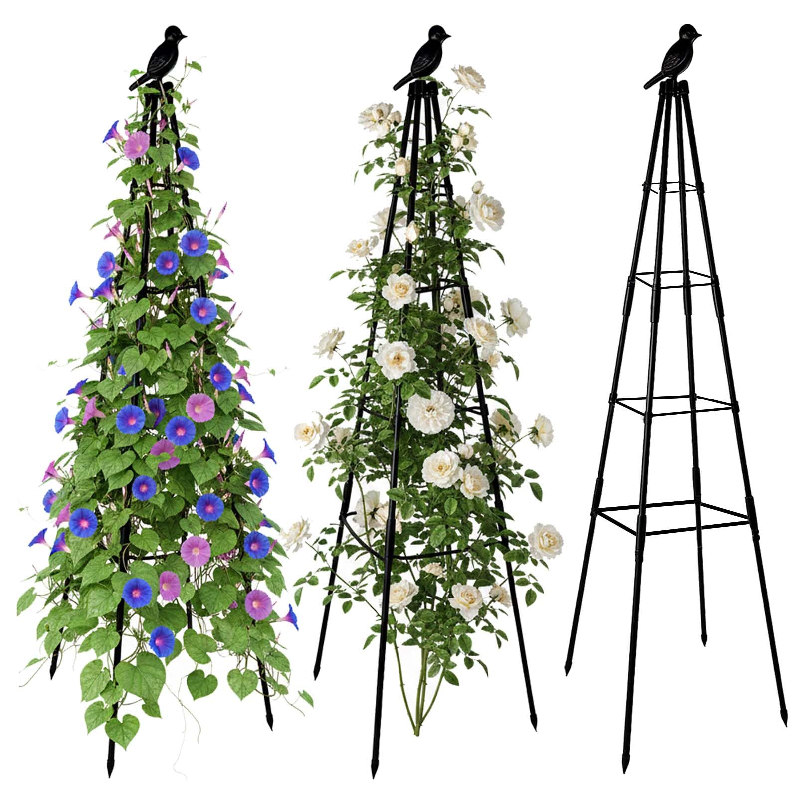 2PCS Garden Obelisks for Climbing Plants-130cm,Rustproof Metal Tower Trellis Support Frame,Pyramid Plant Climbing Stand for Indoor Outdoor Potted Plants Flowers Vegetables Fruits Vines