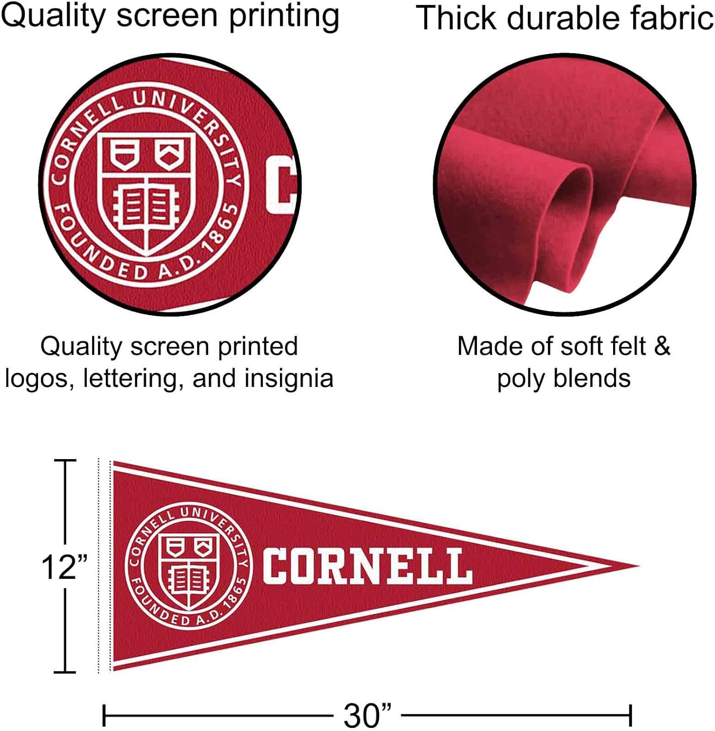 College Flags & Banners Co. Cornell Big Red Pennant Flag and Wall Tack Mount Pads - Image 3