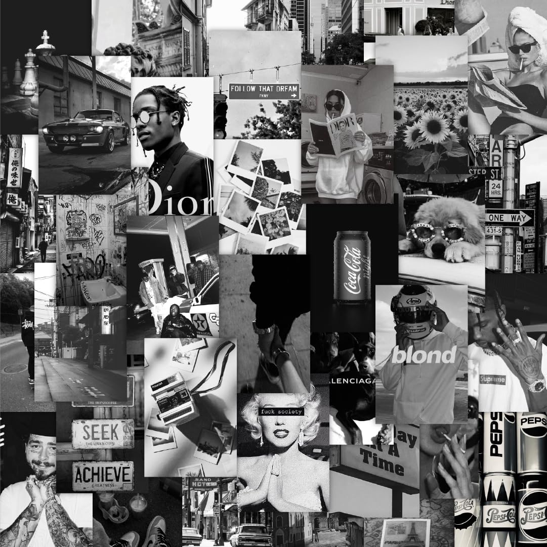 CodersParadise Black & White Aesthetic Wall Collage Kit – 54 PCS 4x6 Premium Cardstock Photo Prints | Vintage Chic Room Décor, VSCO Wall Posters for Bedroom, Dorm & Bar Decoration
