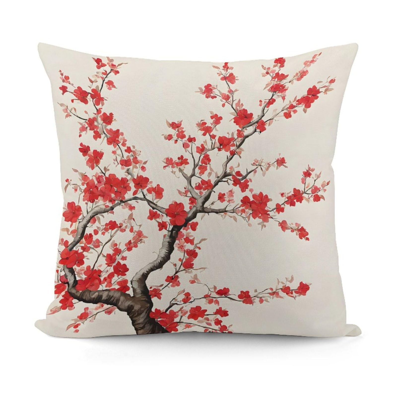 Square Pillow Cover 18x18 Inch, Soft Plush Flannel Cushion Covers for Sofa Bed Car, Floral Throw Pillow Case with Hidden Zipper, Decorative Cushion Cover for Living Room Bedroom Decor