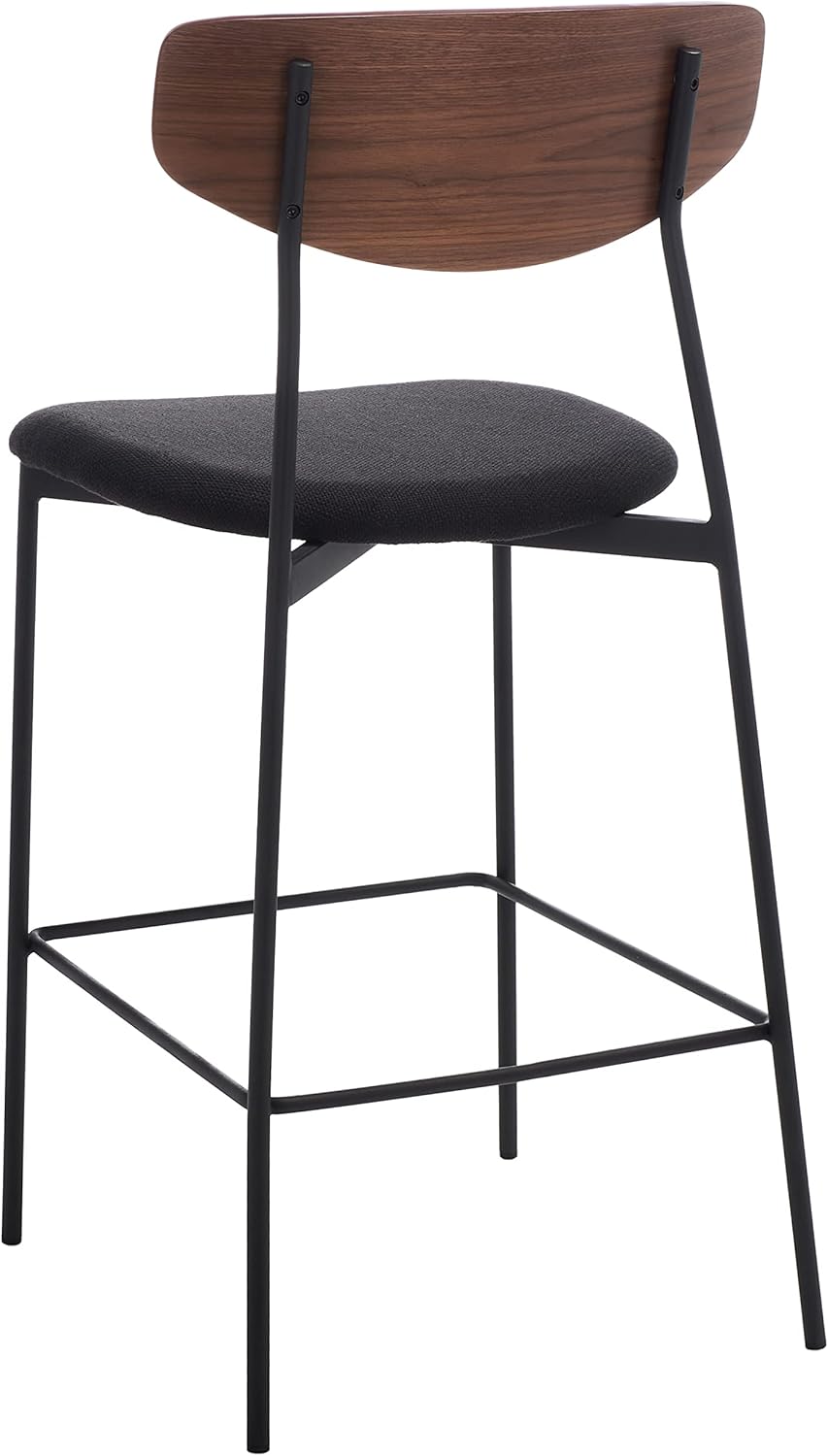 SAFAVIEH Home Collection Ryker Walnut/Black 26-inch Kitchen Island Breakfast Nook Counter Stool (Fully Assembled)