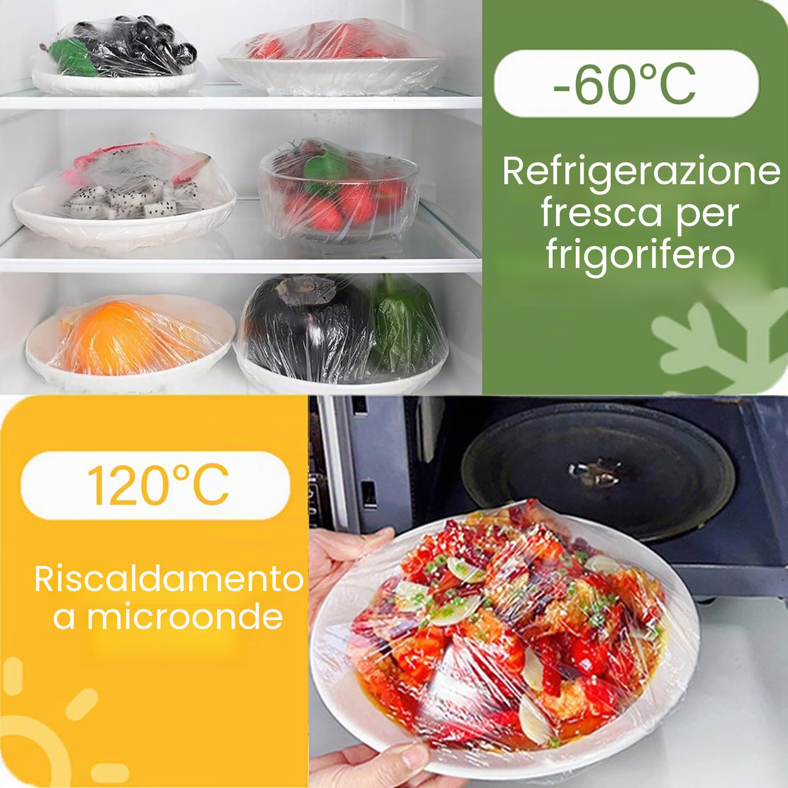 500 Pezzi Sacchetti di Conservazione Freschi, Sacchetti per Alimenti con Elastico, Sacchetti per Alimenti Trasparenti Copri Recipienti, Sacchetti Copri Alimenti per Mantenere Freschi I Cibi (Bianco)