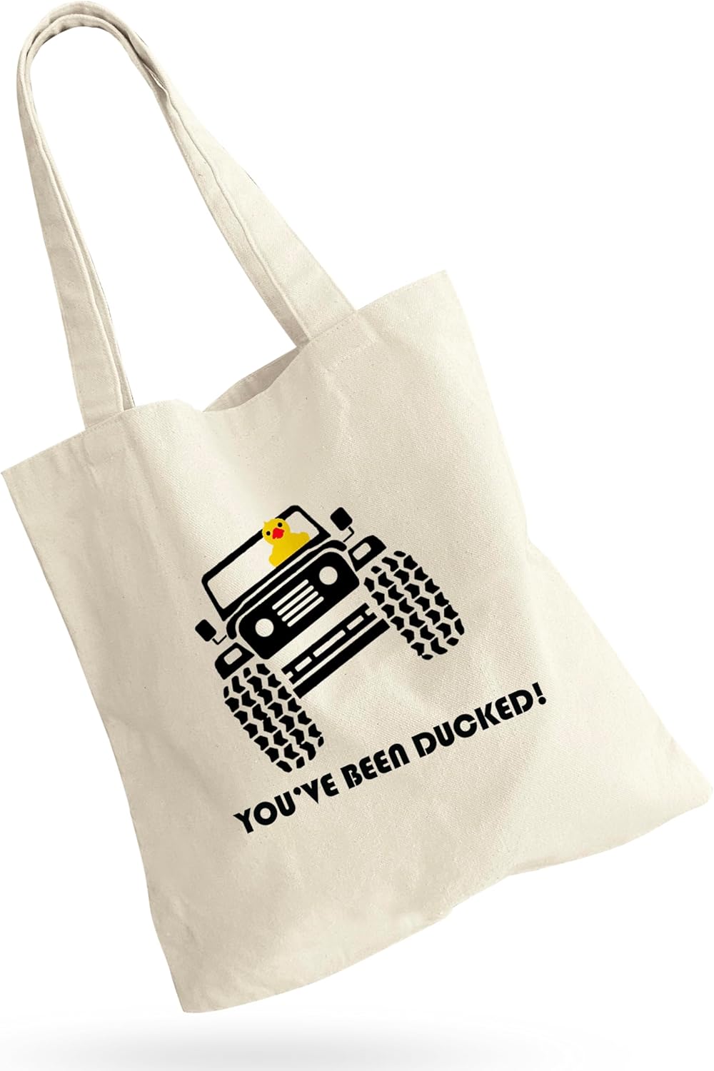 LANBAIHE Duck Duck Tote Bag,You've Been Ducked,Purse For Duck Lovers,Yellow Duck Carrying Sack,Funny Rubber Ducks Bag, Ducking Tote Bags,Natural Canvas Tote Bag-Reusable Shopping Bag(2LTBG10