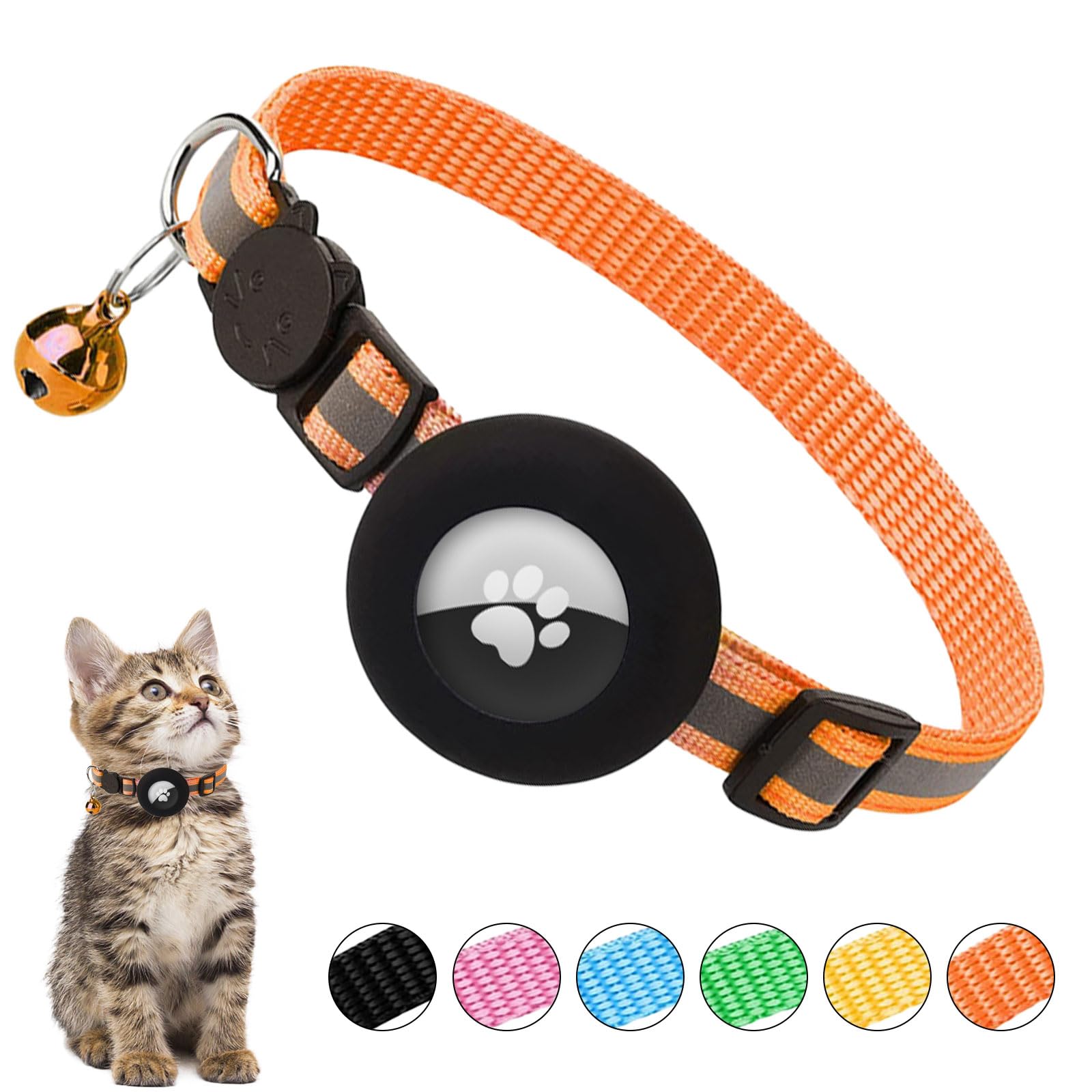 Reflektierendes AirTag Katzenhalsband Mit Sicherheitsschnalle Und Glöckchen – Blau, Verstellbar