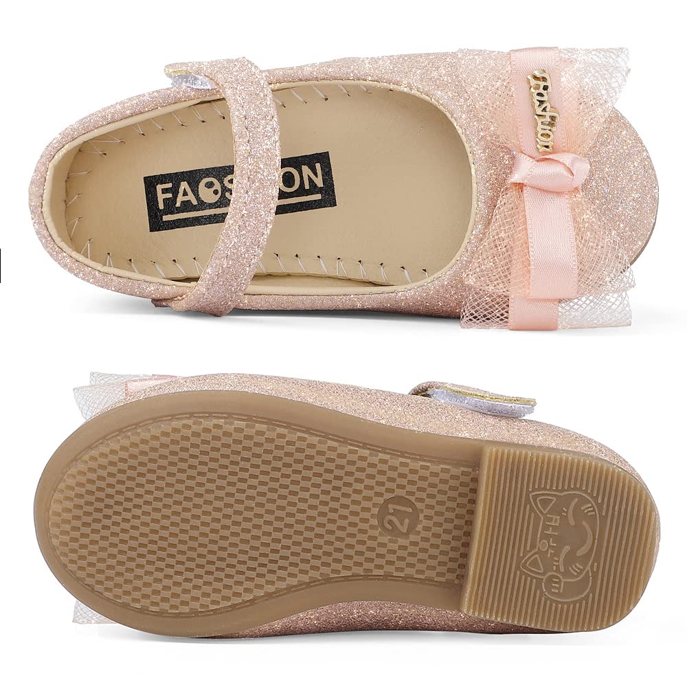 MK MATT KEELY Bailarinas Niña de Vestir Zapatos de la Princesa Brillante Merceditas Ballet Flats con Lazo 2-7 Años
