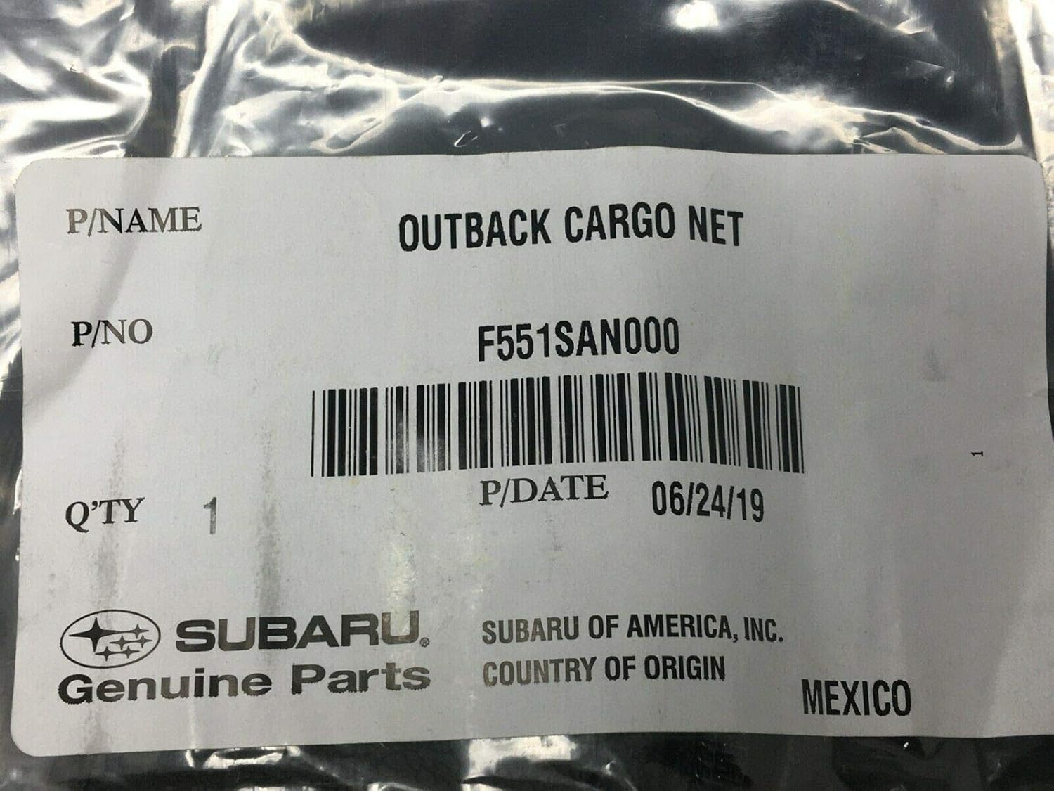 Subaru Cargo Net F551SAN000 product label