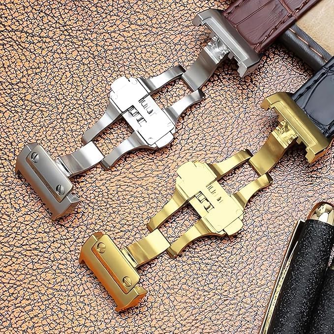 Buckle Clasp Watchband Replacement For Cartier Santos Leather Strap Stainless Steel Deployment Buckle 18 21mm