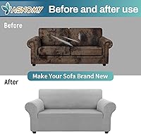 Vista 214 de Asnomy Couch Covers for 3 Cushion Couch Stretch Sofa Covers Slipcovers, Pet Protector Furniture Covers for Dogs Cats Spandex Jacquard Fabric Small