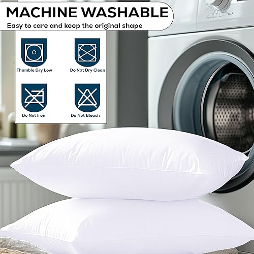 Miniatura 6 de GOLD TEXTILES Almohadas blancas (paquete de 4) fundas de almohada de poliéster – Almohadas decorativas cuadradas ligeras para interiores – Almohadas